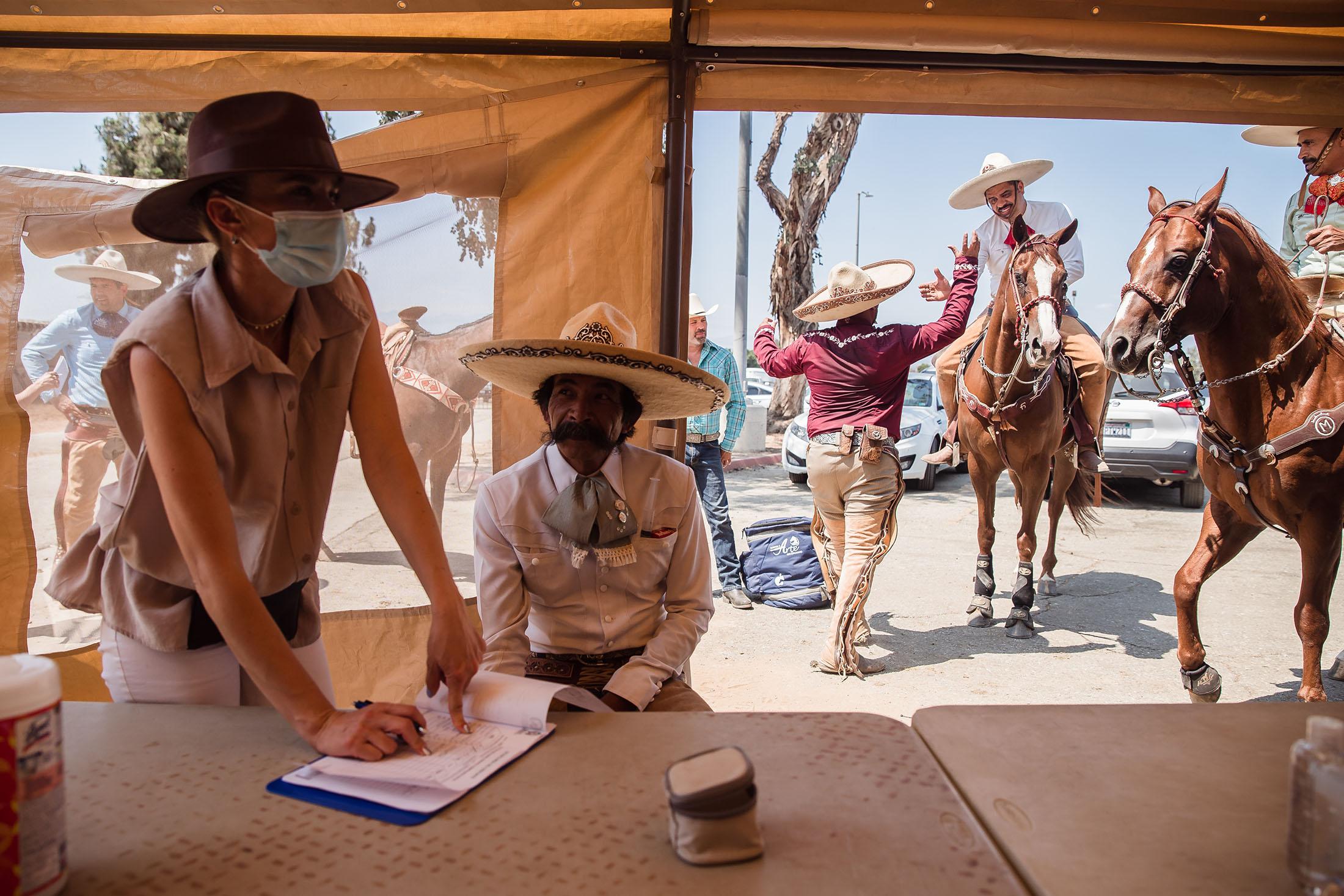 San Diego’s Charros Preserve Mexico’s Cowboy Past - Roxana Jimenez, nurse's assistant checks Casimiro...