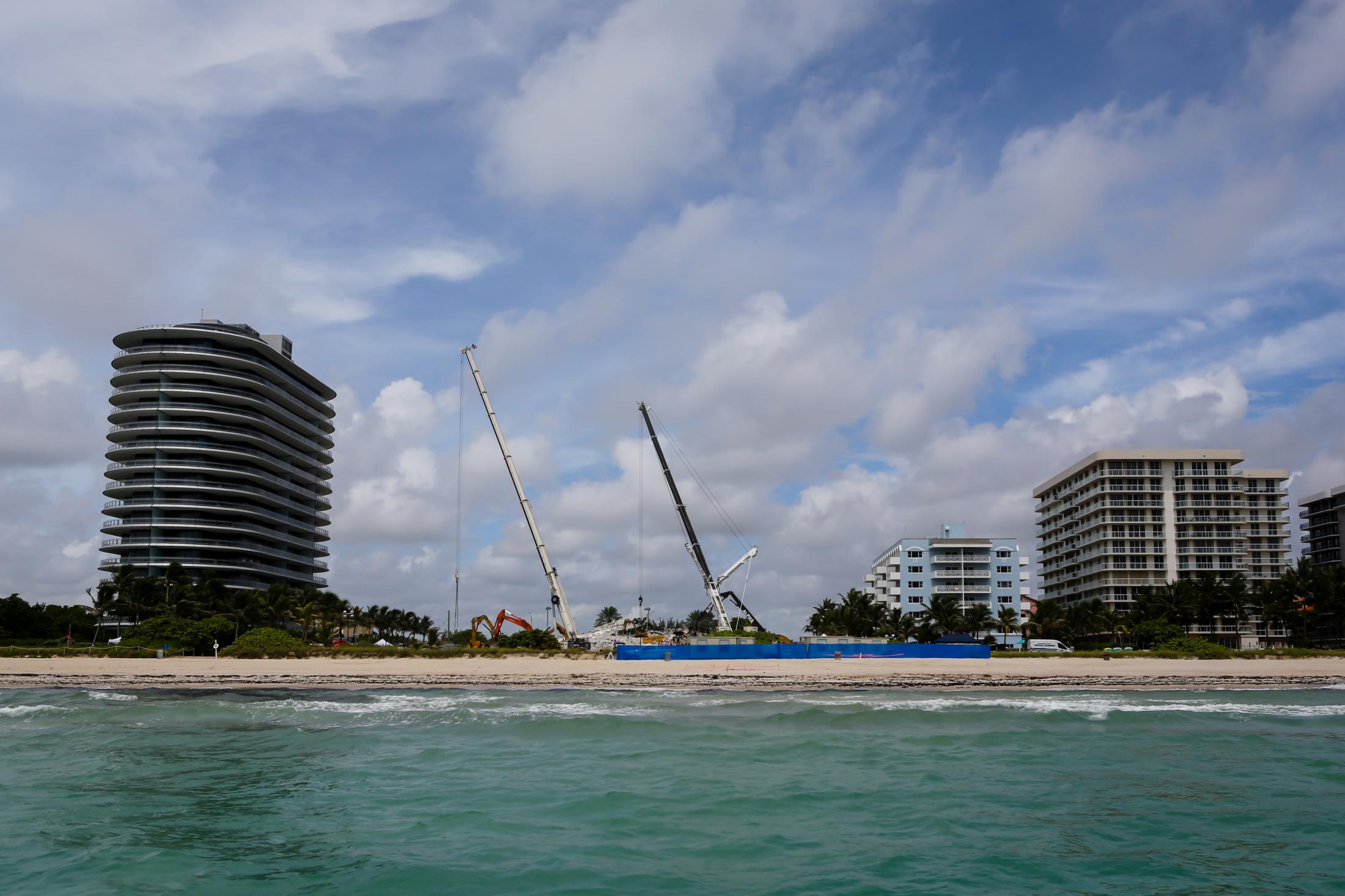 2021 - Surfside building collapsed - FLORIDA, USA - JULY 05: A view of the skyline after the...