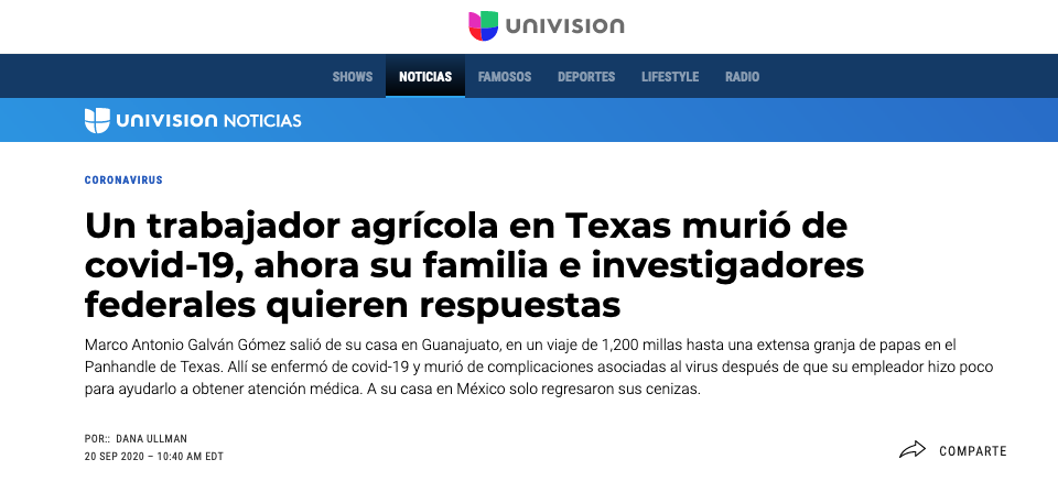  https://www.univision.com/noticias/inmigracion/un-trabajador-agricola-en-texas-murio-de-covid-19-ahora-su-familia-e-investigadores-federales-quieren-respuestas 