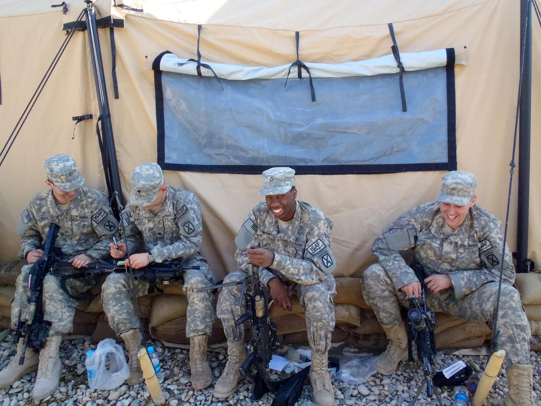 Happy Anniversary from Afghanistan - Soldiers conduct weapons maintenance in Mazar-e-Sharif,...