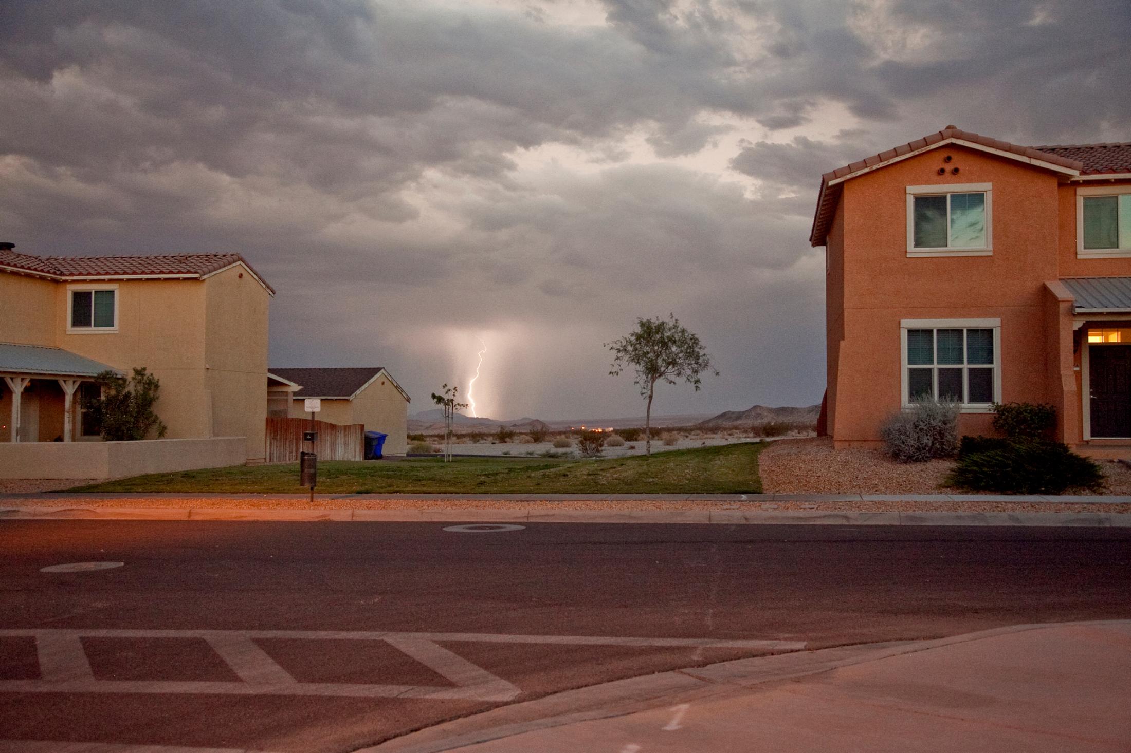 Happy Anniversary from Afghanistan - A lightning strike hits the training area in Fort Irwin,...