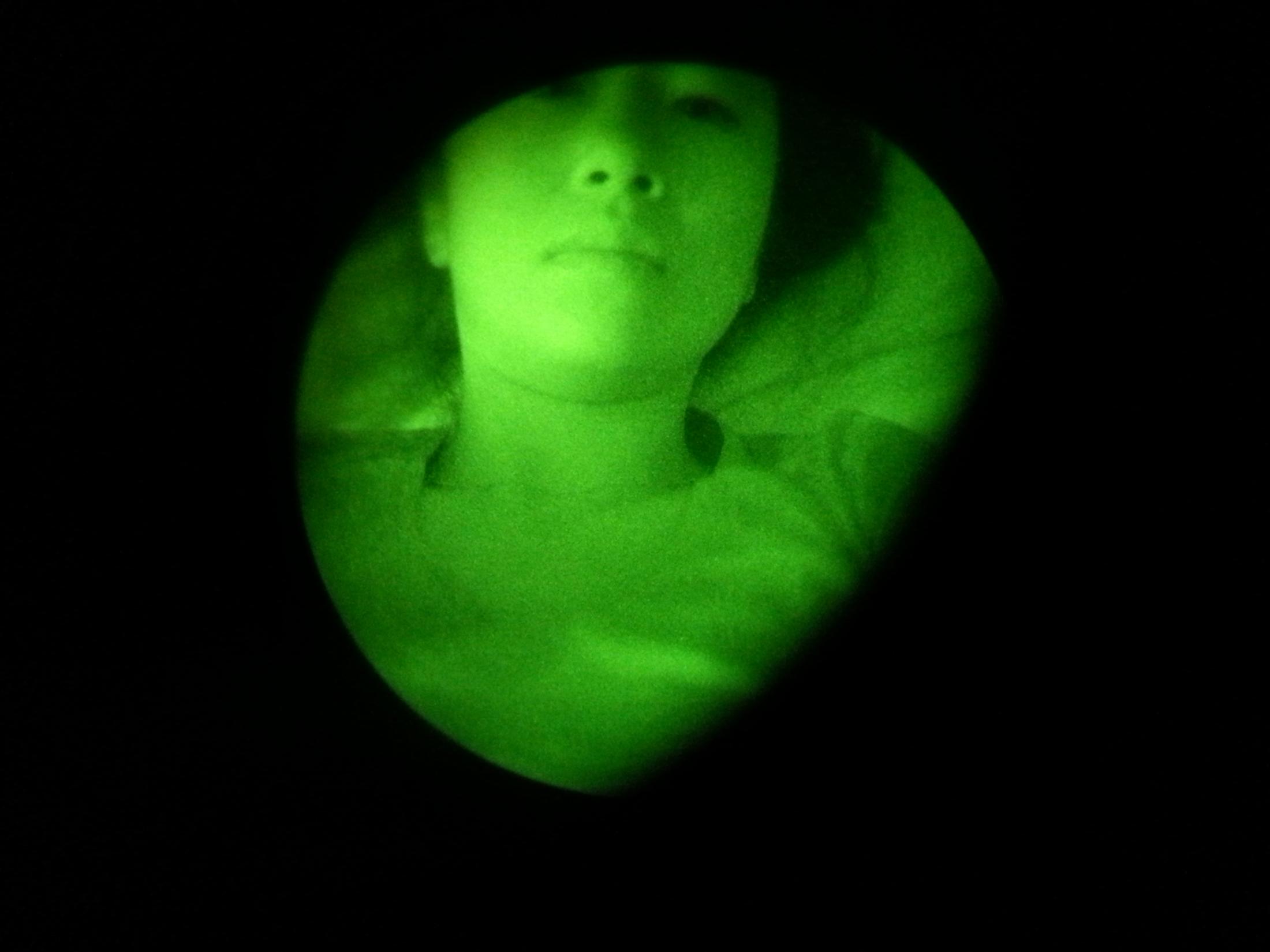 Happy Anniversary from Afghanistan - I take a self portrait through John's night vision...