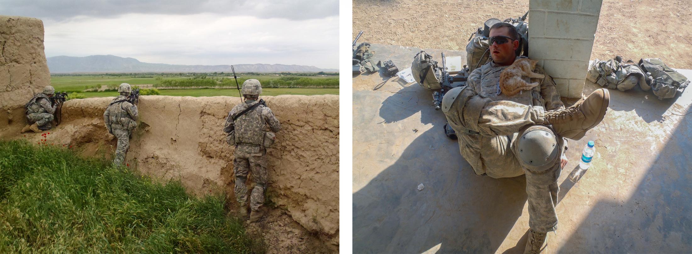 Happy Anniversary from Afghanistan - LEFT: Soldiers watch over their unit's movement in...