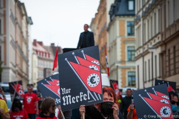 Image from Day of German Unity Protest-Getty Images - HALLE, GERMANY - OCTOBER 3: Elements of the...