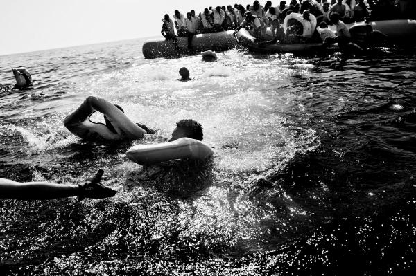 Image from On Strange Waters - Refugees and Migrants who fell into the water from the...