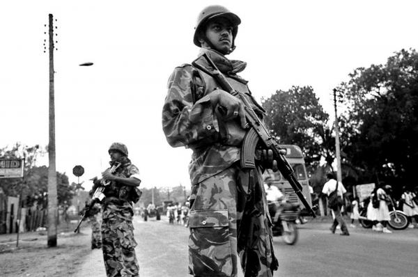 Image from Sri Lanka Unrest - SLA soldiers patrolling the streets of Vavunia town,...