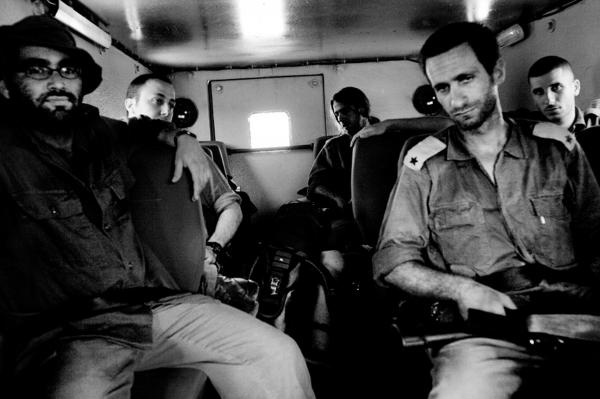 On the way back to their base after a night patrol in the West Bank, near Jenin.