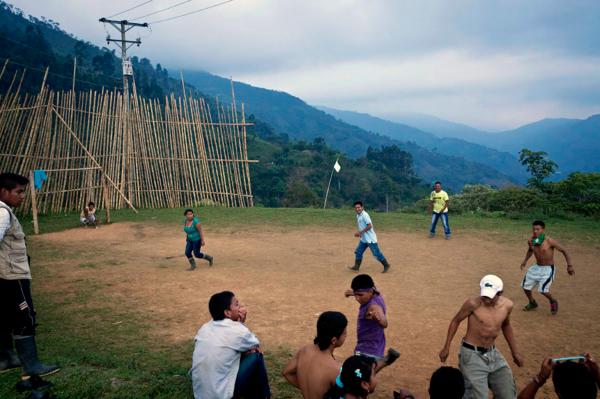 The Nasa - Members of the Nasa guard playing soccer, on a hilltop...