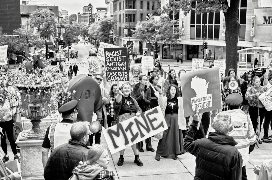 MARRCH Pro-Abortion Rally & Counter Protest (b&w)