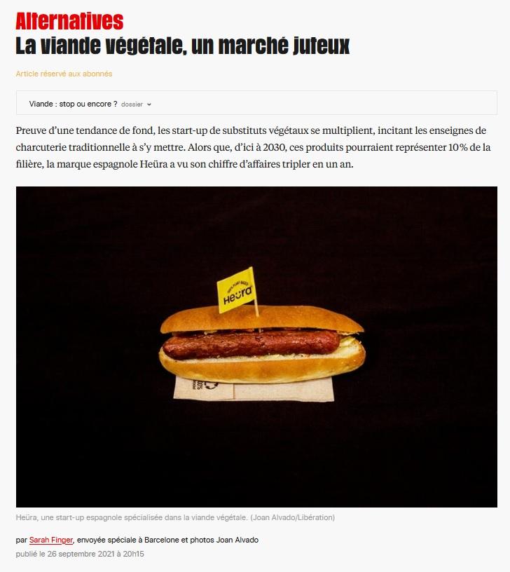 "Viandes végétales" on assignment for Libération 