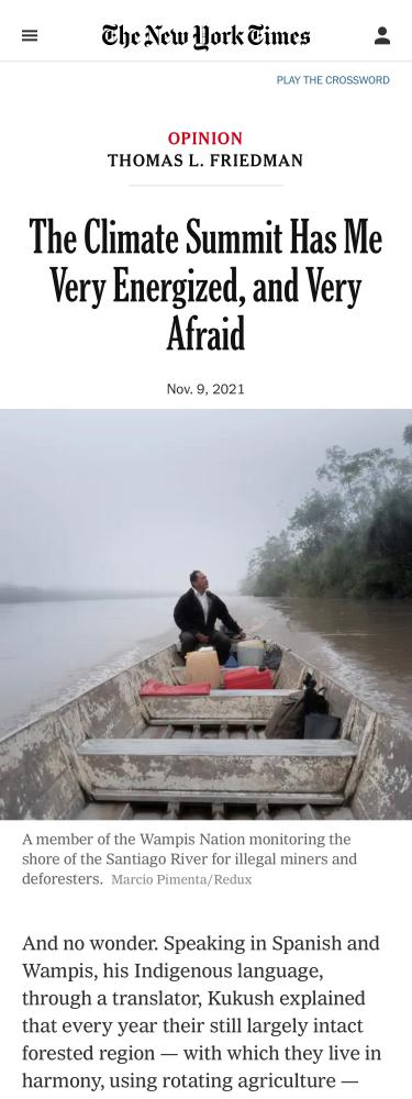 NYTimes: "First Autonomous Nation in the Amazon, Wampis Face Climate Change" in Peru