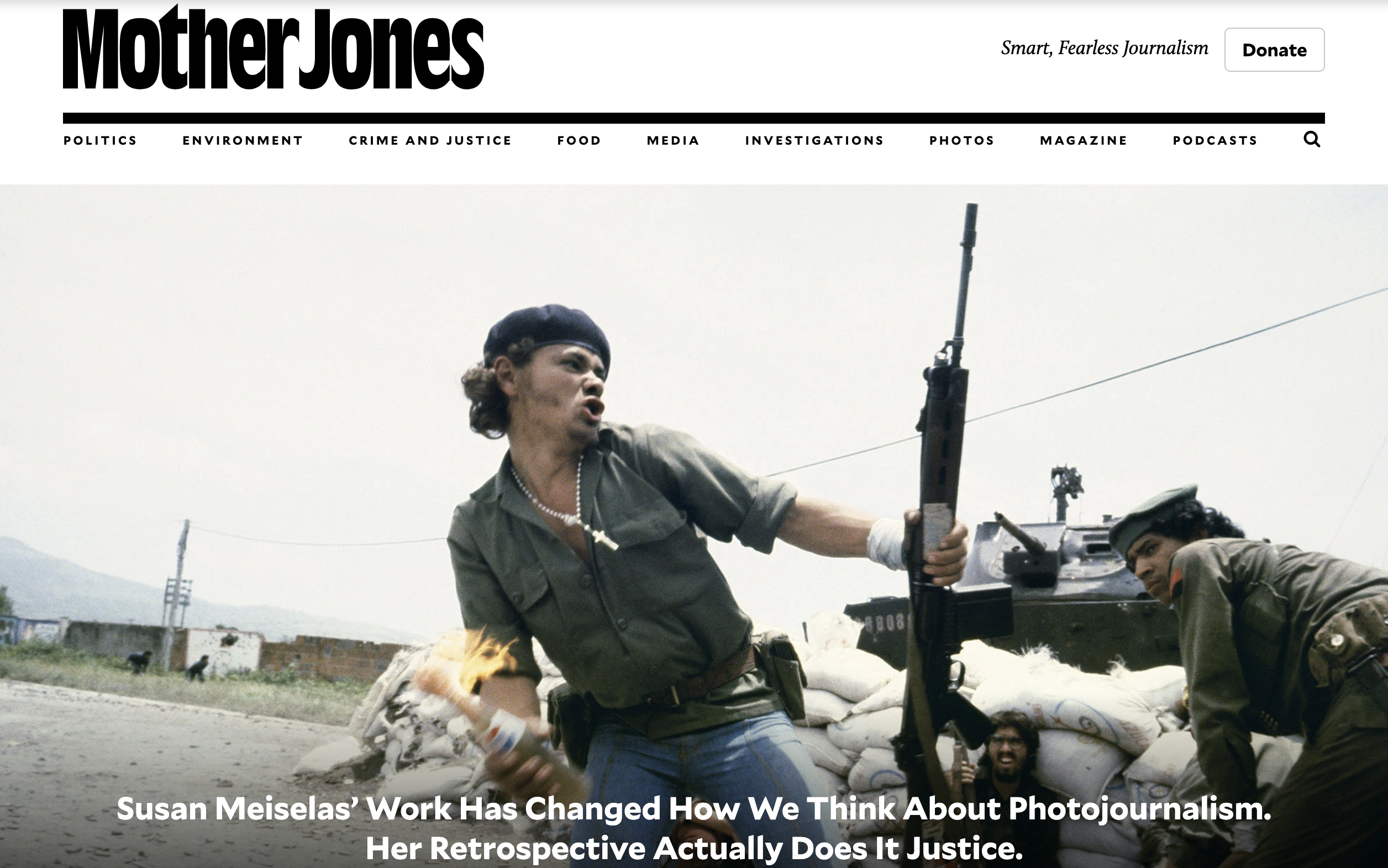 MotherJones: Susan Meiselas’ Work Has Changed How We Think About Photojournalism. Her Retrospective Actually Does It Justice.
