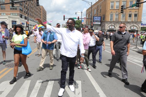 Chicago Pride Parade 2023 - Chicago Mayor Brandon Johnson at the Chicago Pride Parade on Sunday June 25, 2023 (Photo by...