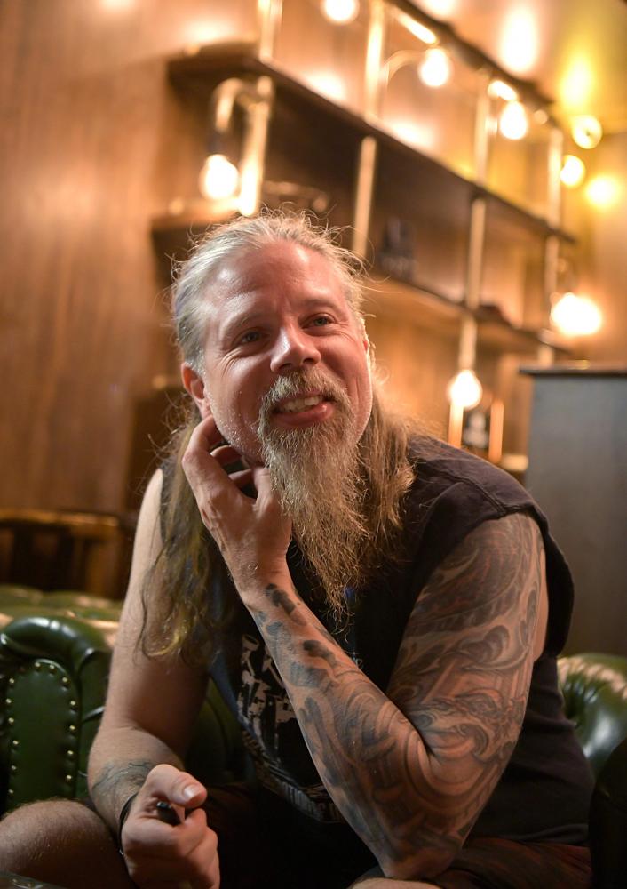 Chris Adler, a grammy award winner and, a former drummer with &quot;Lamb of God&quot; and &quot;Megadeth&quot; photographed during an interview before his performance in Bengaluru with local artists on November 15, 2019.