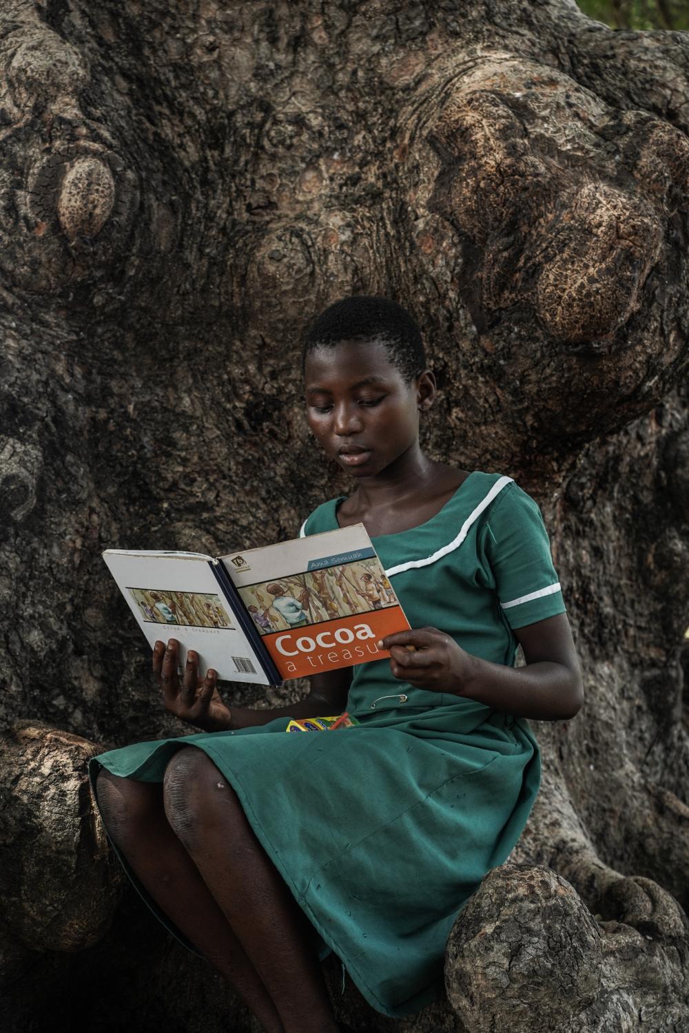 Tales Under the Baobab Tree - A student of Azenab Girls Primary School reads a book she...