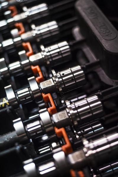 Image from Magna Factory - Cam shafts are seen at Linamar's Camcore manufacturing...