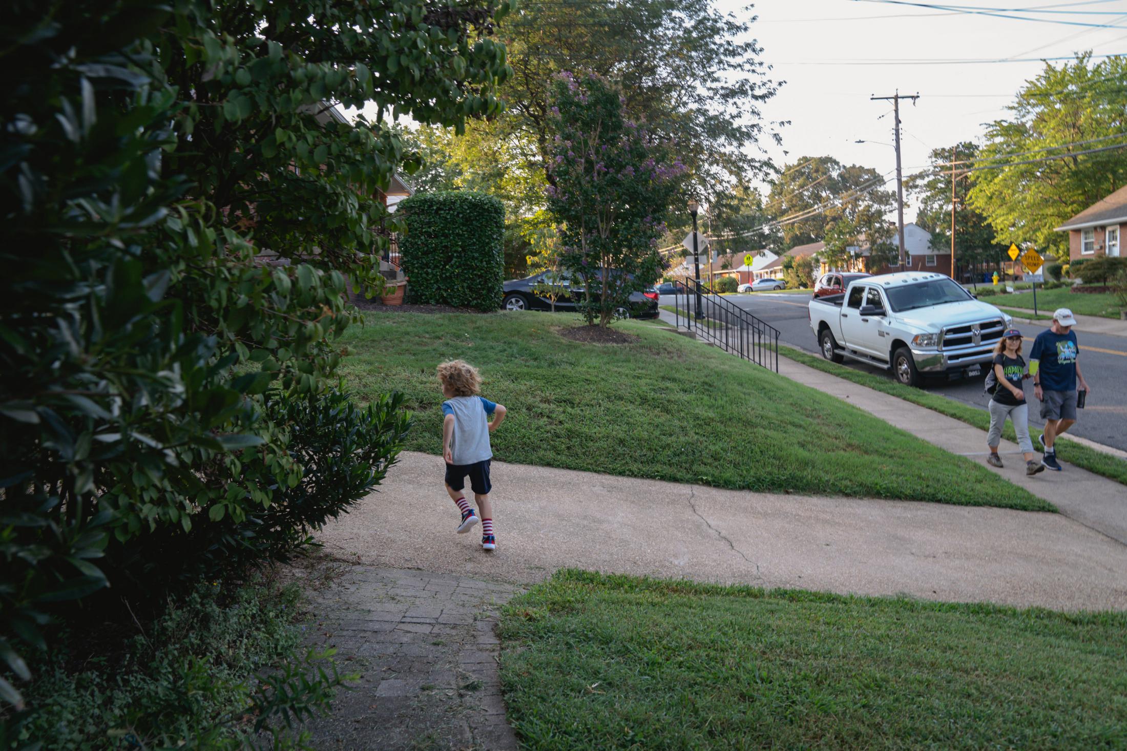Kids are finally back at school - Oscar runs to his neighbor friends' house before...