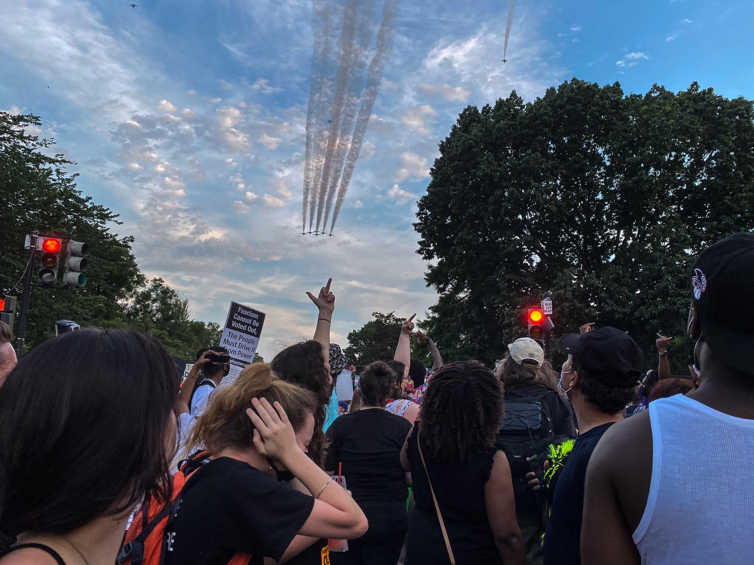 DC: City of Protests - Protestors in front of the White House react to a...