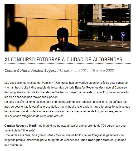 Second Prize in XI City of Alcobendas Photography Contest