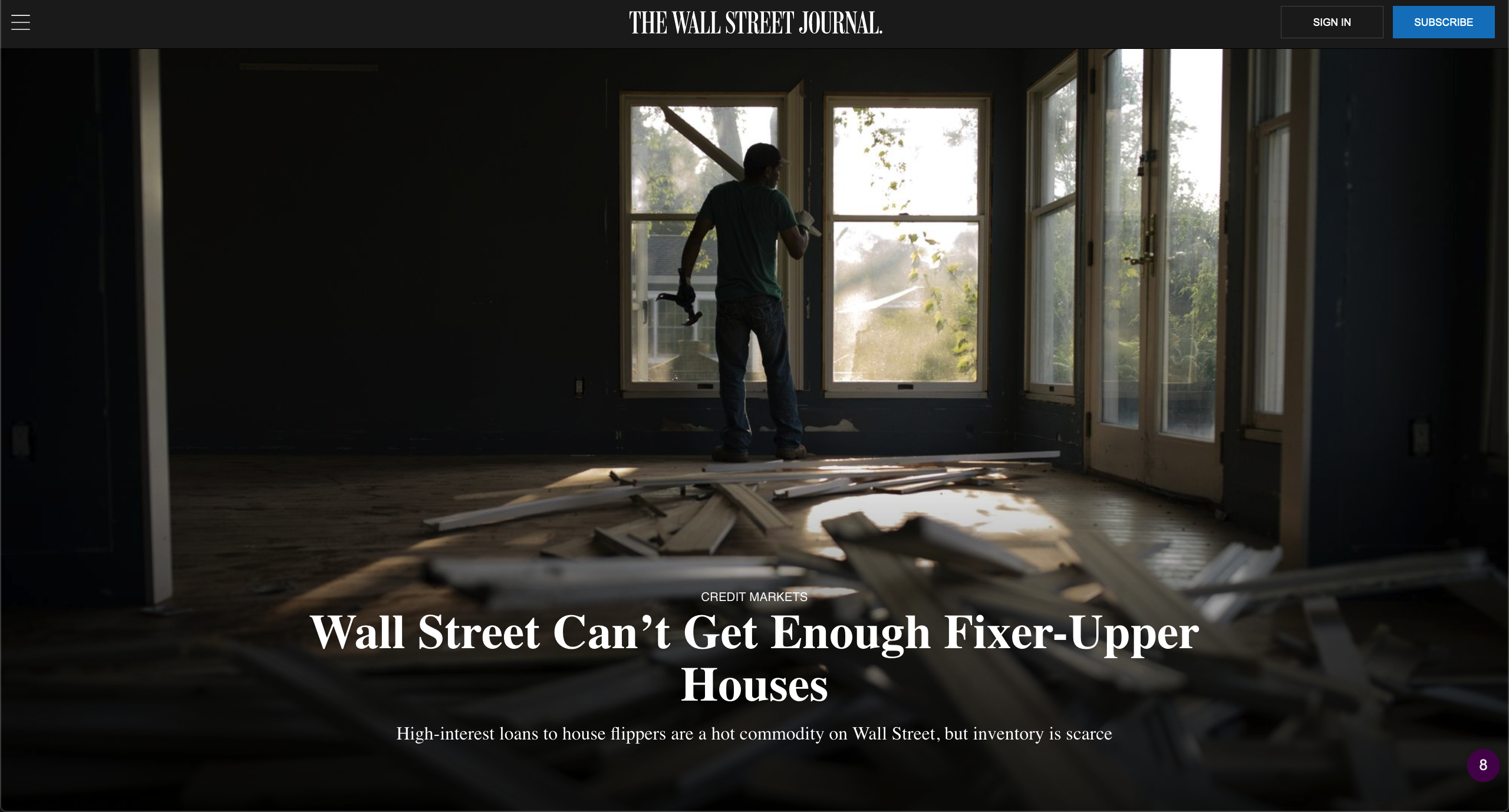for The Wall Street Journal: Wall Street Can’t Get Enough Fixer-Upper Houses