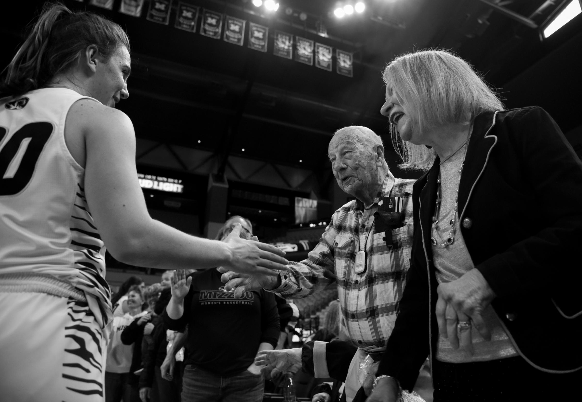 75 Years of Togetherness - Charlie congratulates the Mizzou woman's basketball...