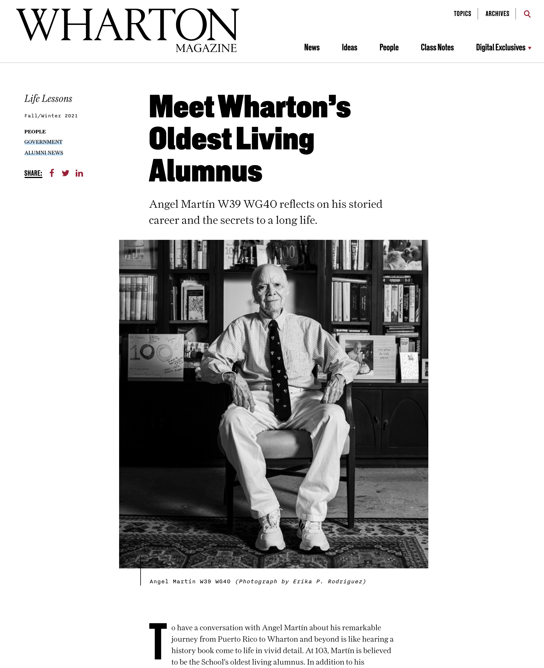 For Wharton's Magazine: Their Oldest Living Alumni - 