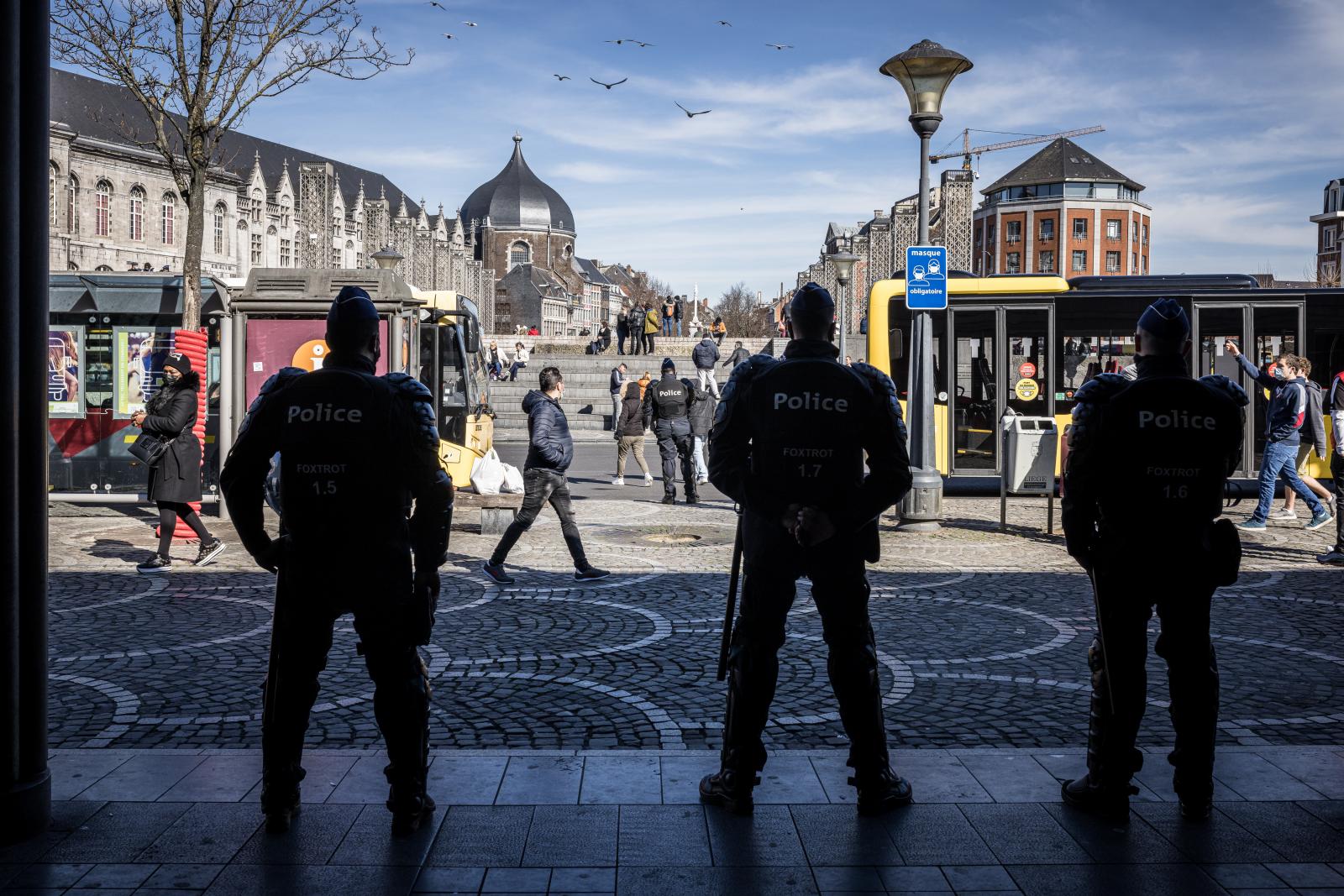 BELGIUM - POLICE DEPLOYMENT IN LIEGE CITY CENTER