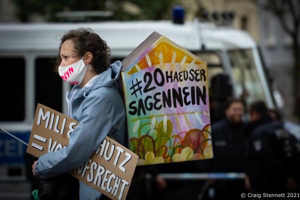 Image from The Gentrification of Berlin.  - BERLIN, GERMANY-JUNE 20: Demonstrators at the...