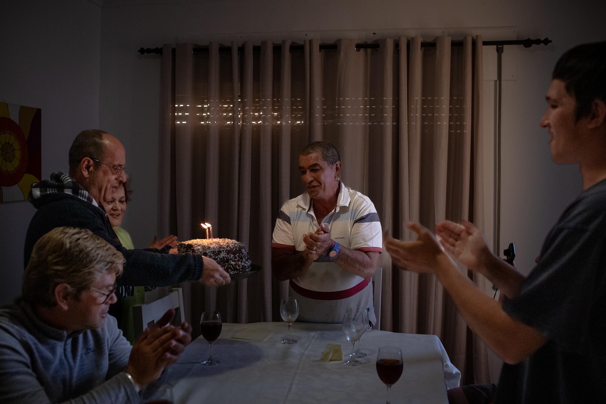 Residents of the shelter home celebrate Jos&eacute; Pacheco&rsquo;s 58 th birthday,...