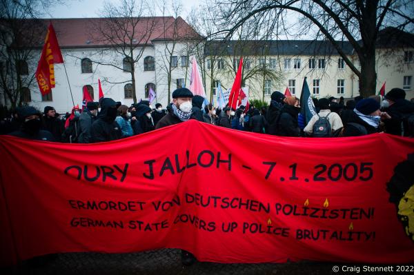 Image from Death in a Cell- The Murder of Oury Jalloh for Getty Images - DESSAU, GERMANY-JANUARY 07: Demonstrators in Dessau,...