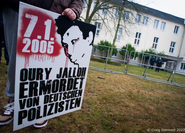 Image from Death in a Cell- The Murder of Oury Jalloh for Getty Images - DESSAU, GERMANY-JANUARY 07: Demonstrators in Dessau,...