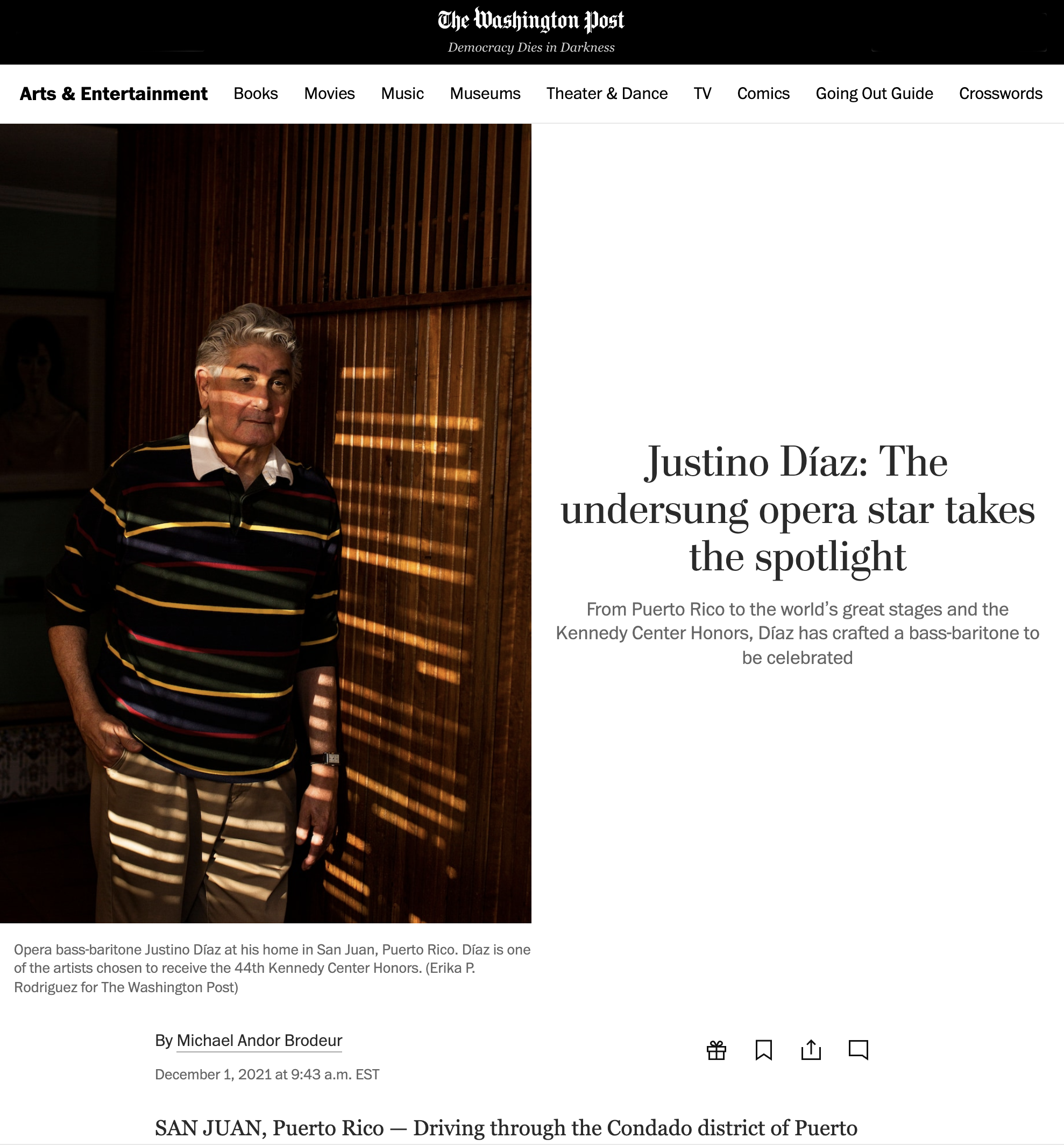 For The Washington Post: Justino Díaz - 