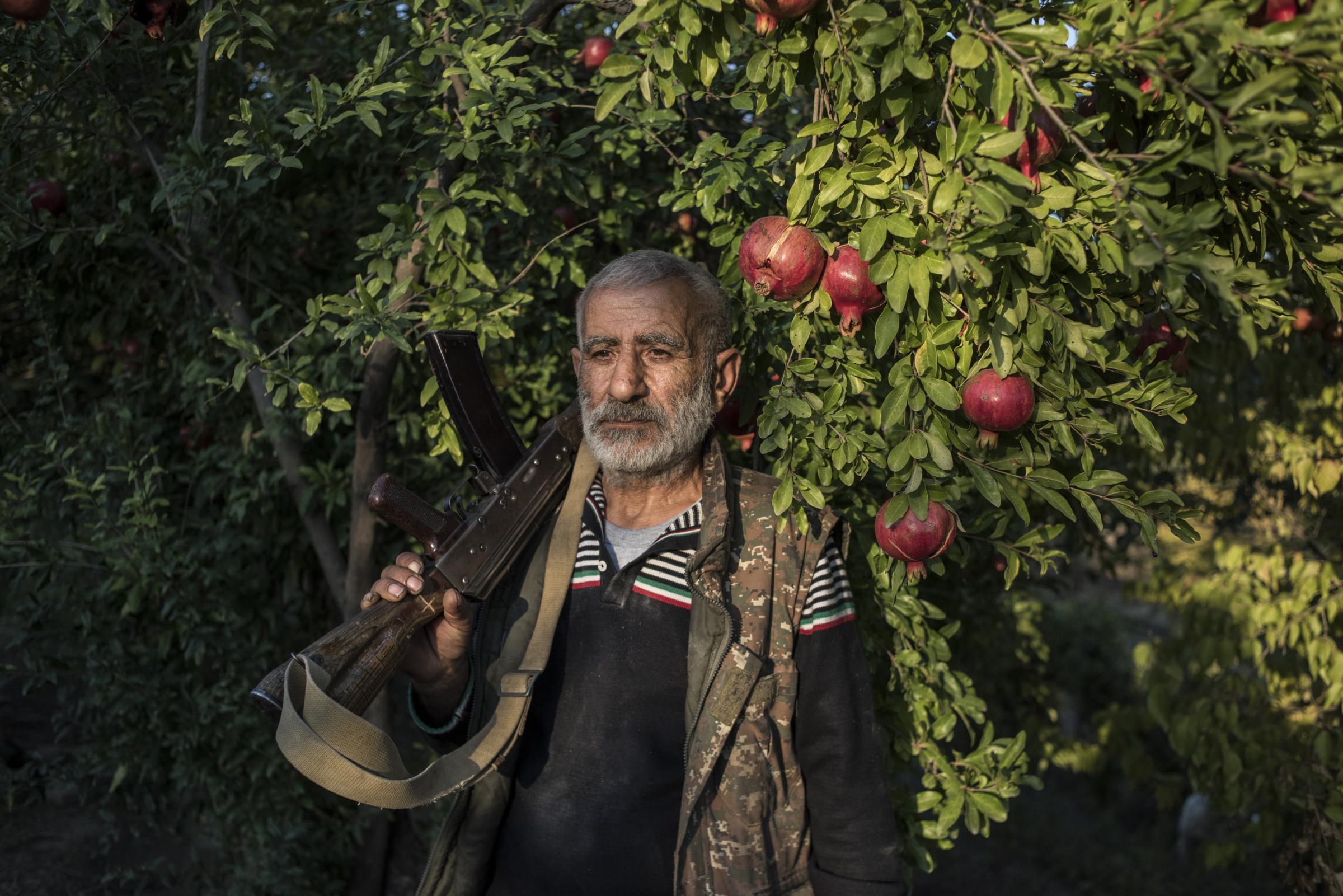 Paradise Lost - A local resident Anushavan (62) stands in a pomegranate garden in the yard of his house.He is...