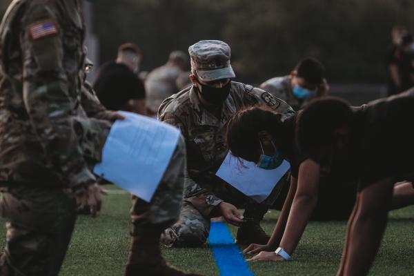 Cadet Covid - The ROTC program conducts their first APFT or Army Physical Fitness Test to qualify cadets for...