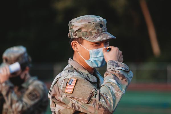 Cadet Covid - Syracuse ROTC conducts the fall Army Physical Fitness Test while practicing proper social...