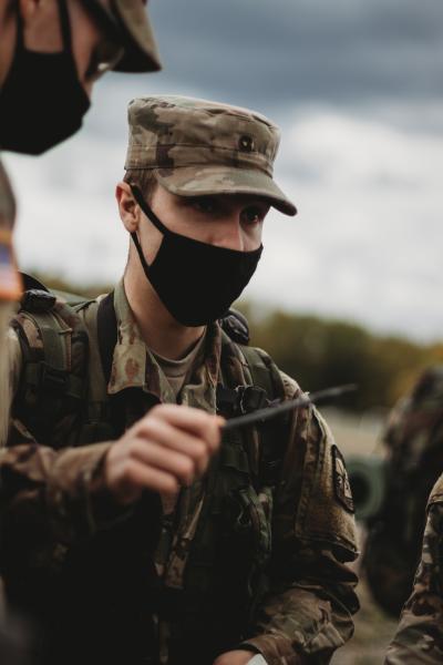 Cadet Covid - Cadets take notes during a practical exercise at Skytop on Friday. In addition to a three hour...