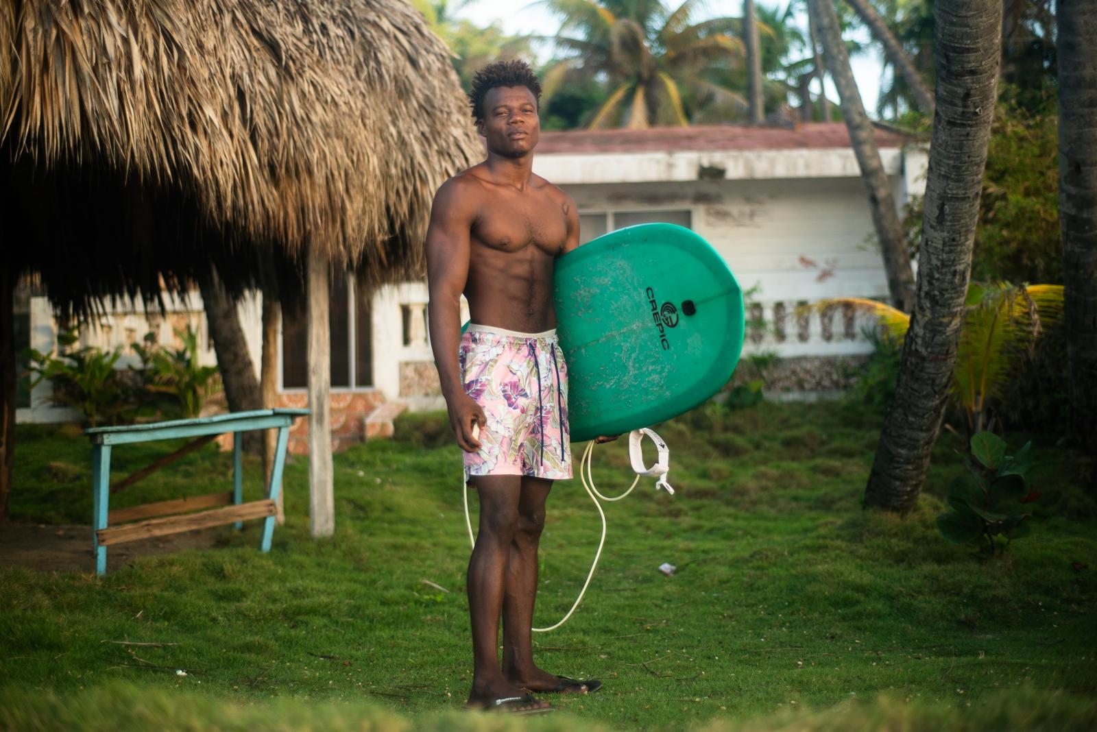 Samuel Jules, 23, a member of S...ticipated in surf competitions.
