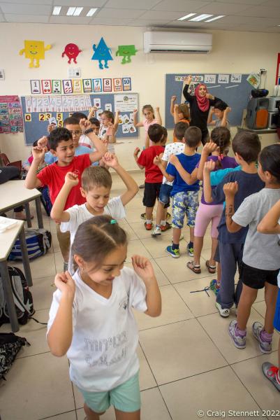 JERUSALEM, ISRAEL-JUNE 01: Arab and Jewish Israeli kindergarden children in rehearse for an end of year performance of &#39;Identity Celebrations&#39;, at the mixed religion Hand in Hand Jersualem School, Israel on June 1st, 2016. The Hand in Hand educational School concept was given birth in 1997 by Amin Khalaf, an Arab teacher and lecturer, and Lee Gordon, a Jewish-American social activist, after they met while working in their respective fields promoting Arab-Jewish dialogue in Israel. The schools they pioneered host an equal number of Jewish and Arab students respectively. Two teachers simultaneously in both Arabic and Hebrew teach the lessons. Judaism, Islam and also Christianity are taught with equal weight to all students, and each faith&rsquo;s respective religious holidays are also observed. Emphasis is given not only to one&rsquo;s own culture and language but also to those of the &quot;other&quot;. The children study two accounts of history: the creation of the &quot;Jewish homeland&quot; as well as the narrative of the Palestinian struggle. (Photo by Craig Stennett/Getty Images)