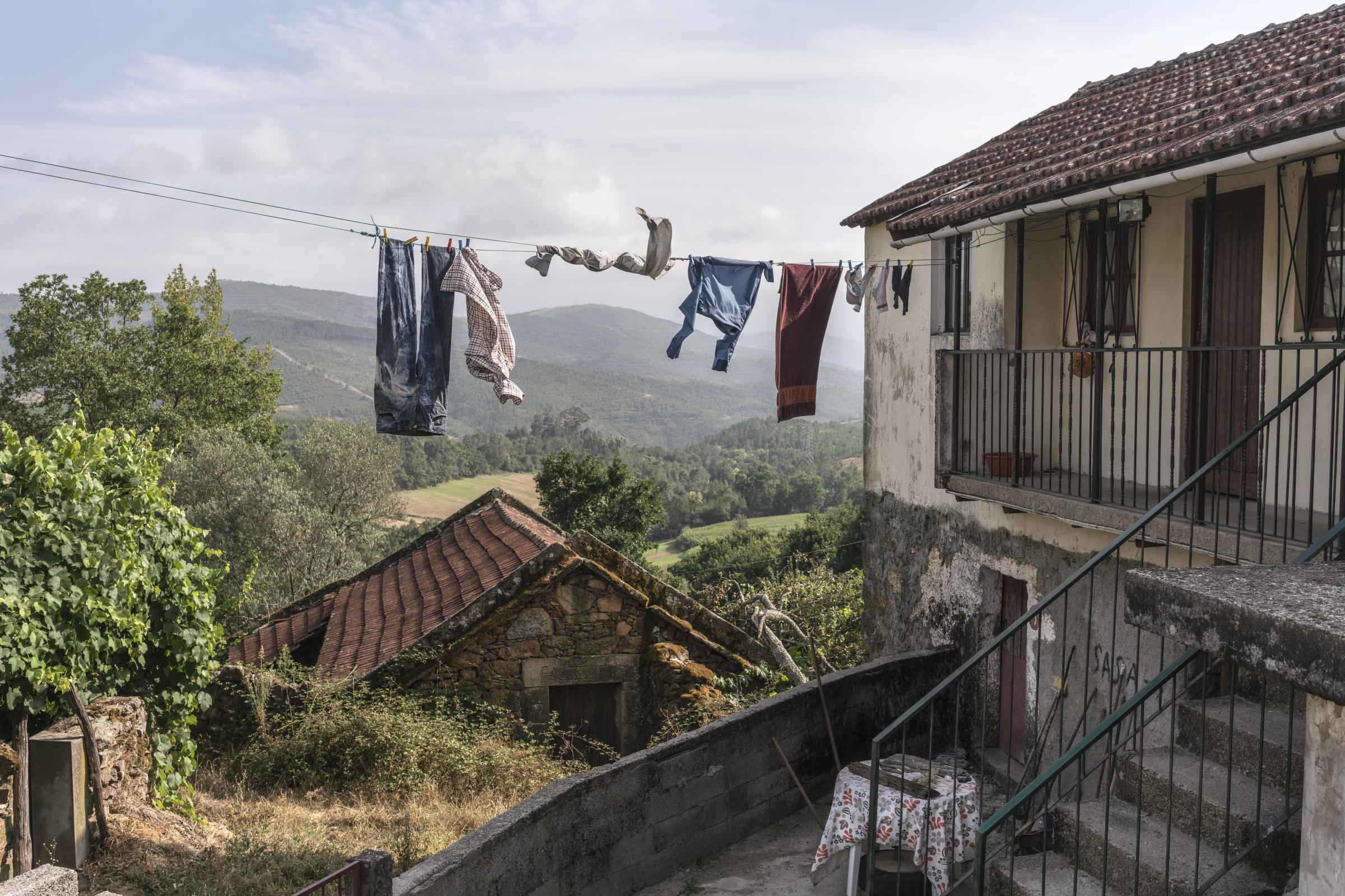 Portugal: the Lithium Dilemma - Covas do Barroso, August 28th, 2021 - Clothes hanging to...