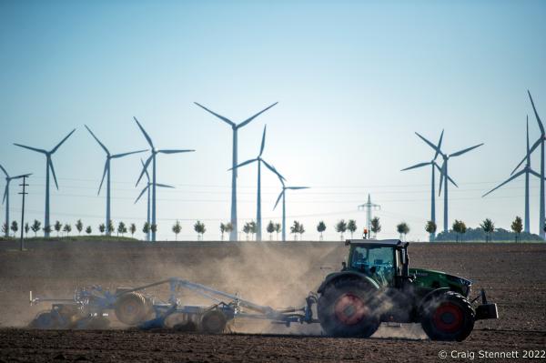 Image from Feldheim, Germany 100% Energy self-sufficient-Getty Editorial - FELDHEIM, GERMANY-OCTOBER 13: A tractor ploughs the...
