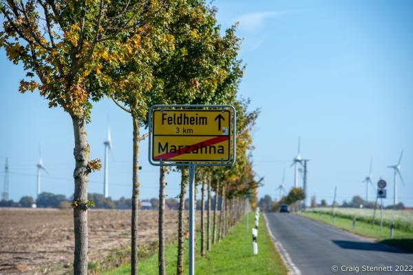 Image from Feldheim, Germany 100% Energy self-sufficient-Getty Editorial - FELDHEIM, GERMANY-OCTOBER 13: A road sign shows the way...