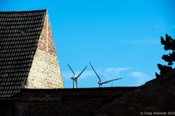 Image from Feldheim, Germany 100% Energy self-sufficient-Getty Editorial - FELDHEIM, GERMANY-OCTOBER 13: Wind turbines powering...