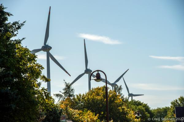 Image from Feldheim, Germany 100% Energy self-sufficient-Getty Editorial - FELDHEIM, GERMANY-OCTOBER 13: Wind turbines powering the...