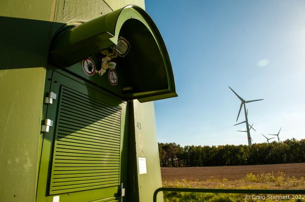 Image from Feldheim, Germany 100% Energy self-sufficient-Getty Editorial - FELDHEIM, GERMANY-OCTOBER 13: Wind turbines in operation...