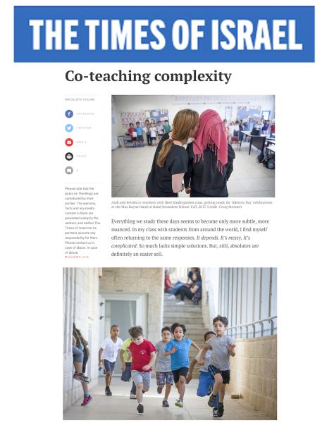 Words & Pictures -  Times of Israel-Co-Education Feature  Photographed in...
