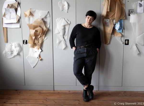 Image from Mitteldeutsch Artists-Ongoing Portrait Project - LEIPZIG, GERMANY-APRIL 18: Artist Lucy Koenig in her...