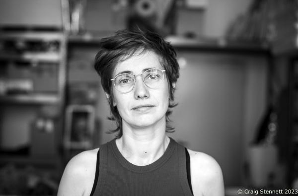 Image from Mitteldeutsch Artists-Ongoing Portrait Project - LEIPZIG, GERMANY - JULY 05: Artist Agnes Lammert in her...