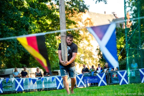 Image from 22nd International Highland Games, Trebsen, Germany - TREBSEN, GERMANY - SEPTEMBER 15: Participants in a...