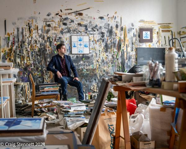 Image from Mitteldeutsch Artists-Ongoing Portrait Project - LEIPZIG, GERMANY - FEBRUARY 06: Artist Titus Schade in...