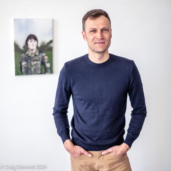 Image from Mitteldeutsch Artists-Ongoing Portrait Project - LEIPZIG, GERMANY-MARCH 18: Robert Seidel in his studio on...